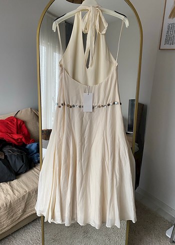 Zara halter yaka boncuklu elbise - Görsel 8