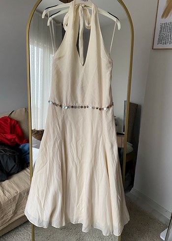 Zara halter yaka boncuklu elbise - Görsel 7