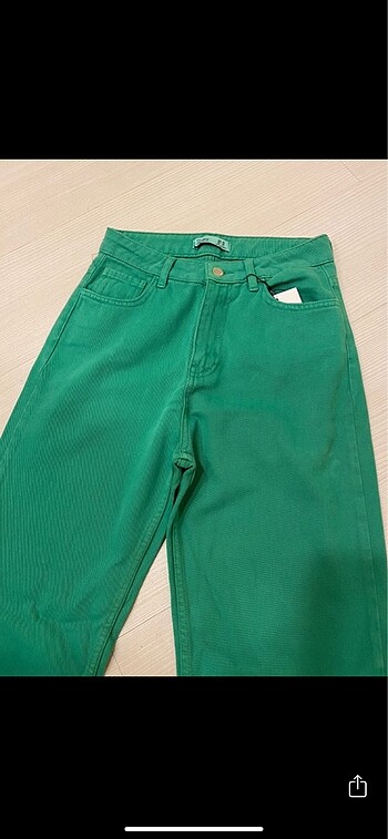 s Beden yeşil Renk Bol paça jean pantolon