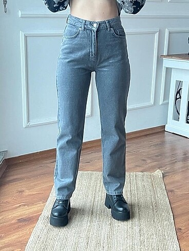s Beden gri Renk Dilvin kaplamalı jean