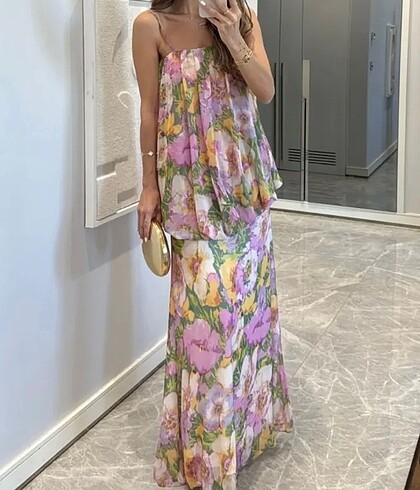 Zara model dökümlü elbise