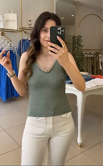 Zincirli triko bluz