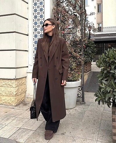 Massimo Dutti Acı kahve kaban