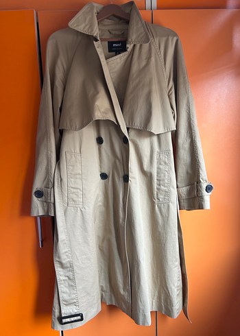 Bej Midi Kadın Trençkot Kemerli - Görsel 3