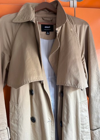 Bej Midi Kadın Trençkot Kemerli - Görsel 5