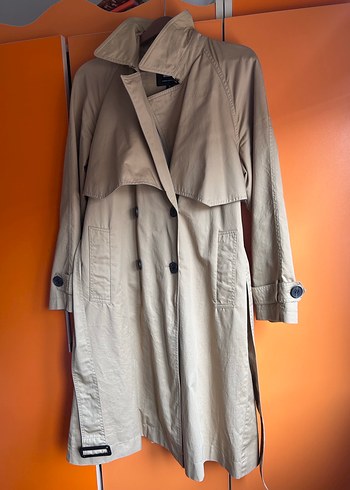 Bej Midi Kadın Trençkot Kemerli - Görsel 2