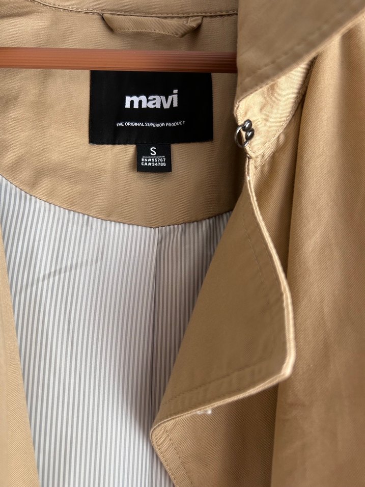 Bej Midi Kadın Trençkot Kemerli - Görsel 4