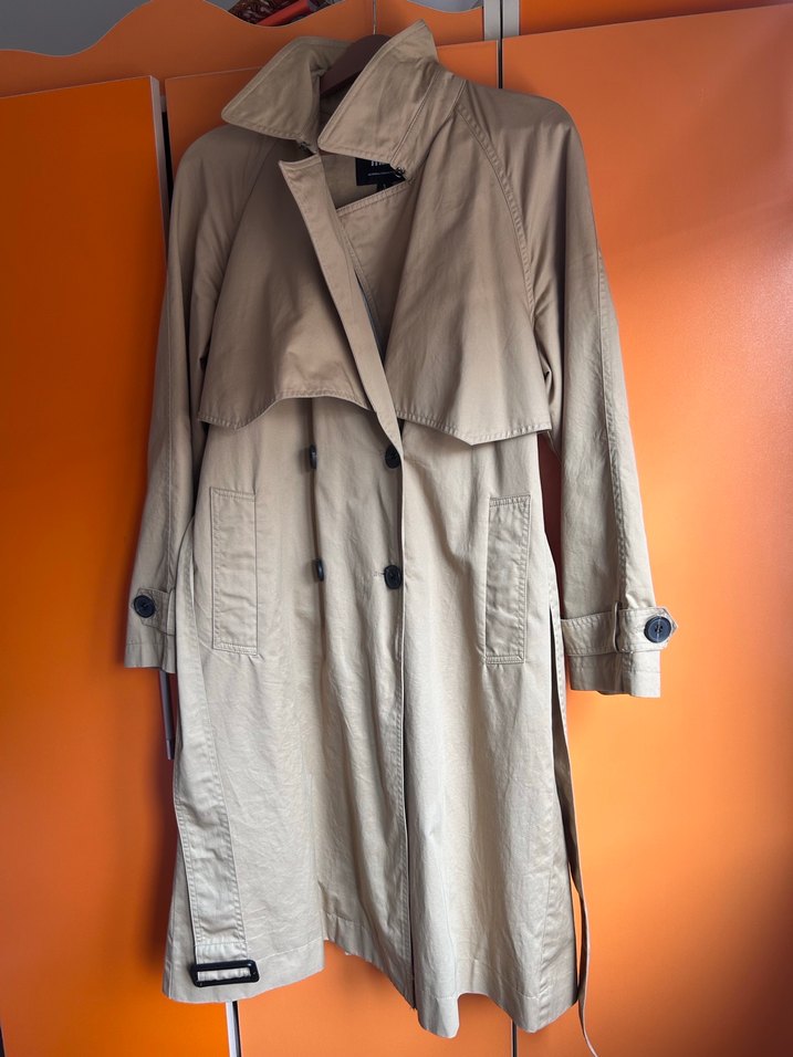 Bej Midi Kadın Trençkot Kemerli - Görsel 2