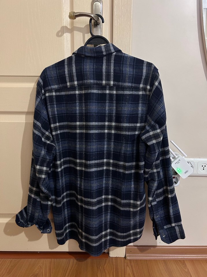 Düğmeli Lacivert Yün erkek Gömlek - Görsel 2