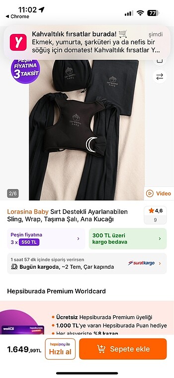 Beden Lorasina baby sırt destekli sling
