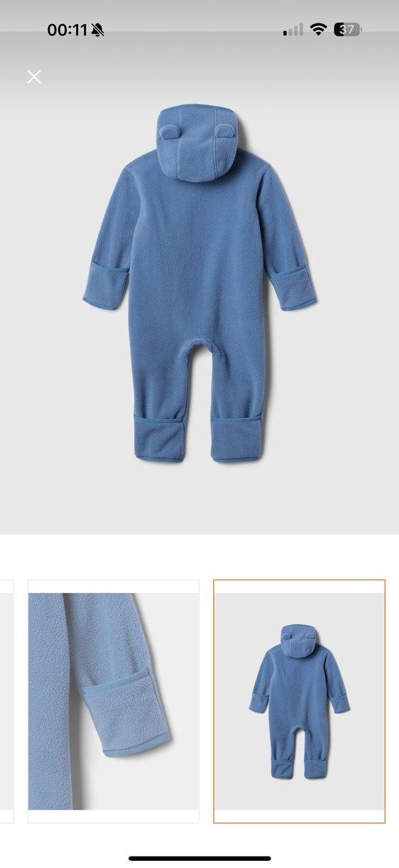 GAP Erkek Bebek Mavi Fermuarlı Tulum - Görsel 2