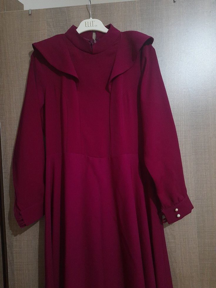 Uzun fusya Tesettür Elbise - Görsel 4