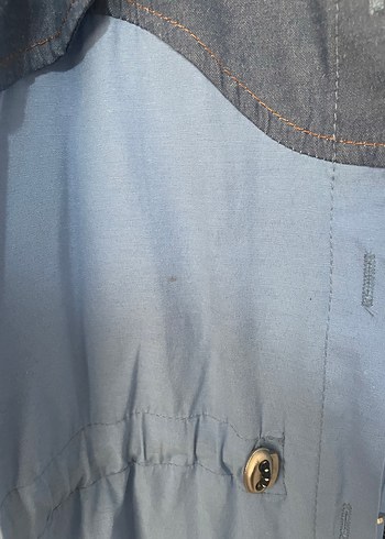 Düğmeli Gri Mavi gömlek - Görsel 2