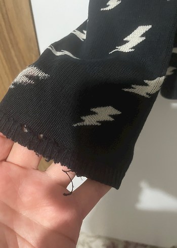 Siyah Desenli Erkek çocuk Triko Kazak - Görsel 3