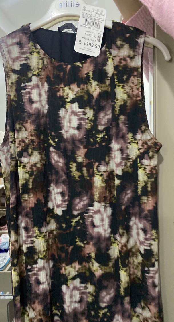 Kadın Kahverengi Bağlama Desenli Uzun Elbise - Görsel 5