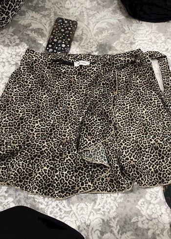 Kahverengi Leopar Desenli mini etek - Görsel 2