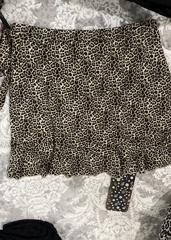 Kahverengi Leopar Desenli mini etek - Görsel 3