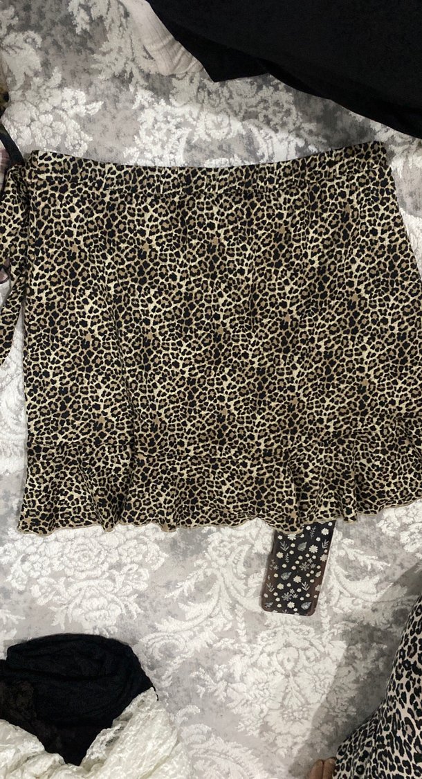 Kahverengi Leopar Desenli mini etek - Görsel 3