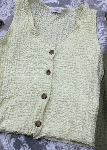 Kadın Keten V Yaka Düğmeli Süveter - Görsel 3