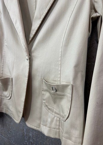 Bej Mini Düğmeli Kadın Blazer Ceket - Görsel 5