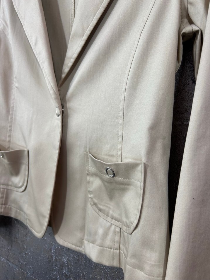 Bej Mini Düğmeli Kadın Blazer Ceket - Görsel 5