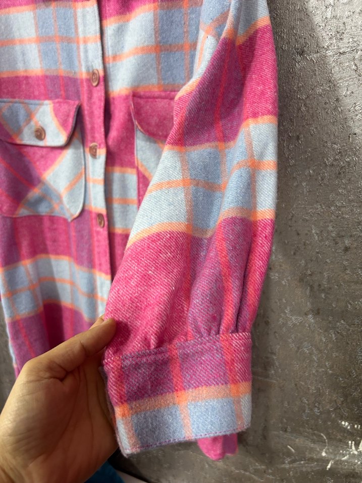 Düğmeli, Bol Kesim Pembe Kadın Gömlek - Görsel 5