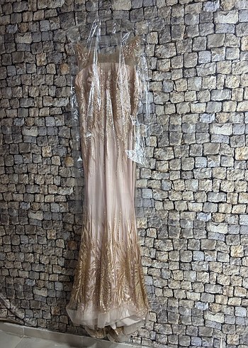 İşlemeli Straplez Uzun Abiye Elbise - Görsel 2