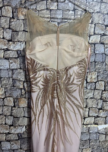 İşlemeli Straplez Uzun Abiye Elbise - Görsel 5