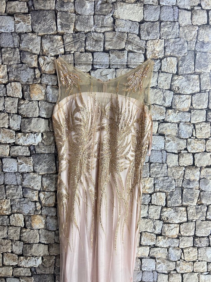 İşlemeli Straplez Uzun Abiye Elbise - Görsel 3