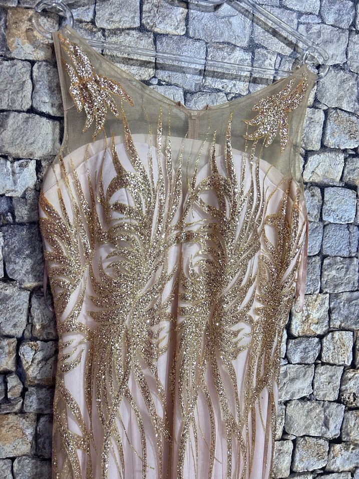 İşlemeli Straplez Uzun Abiye Elbise - Görsel 4