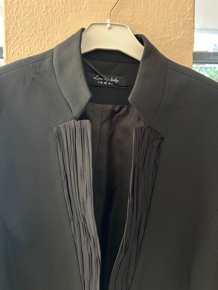 Kadın Siyah Midi Siyah Blazer Ceket - Görsel 5