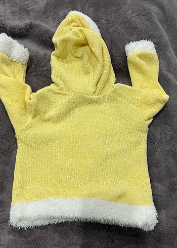 Kapüşonlu Sarı Örgü alt üst takım - Görsel 3