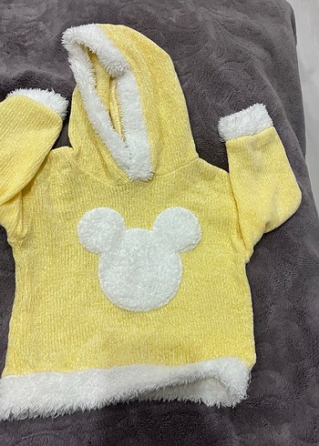 Kapüşonlu Sarı Örgü alt üst takım - Görsel 2