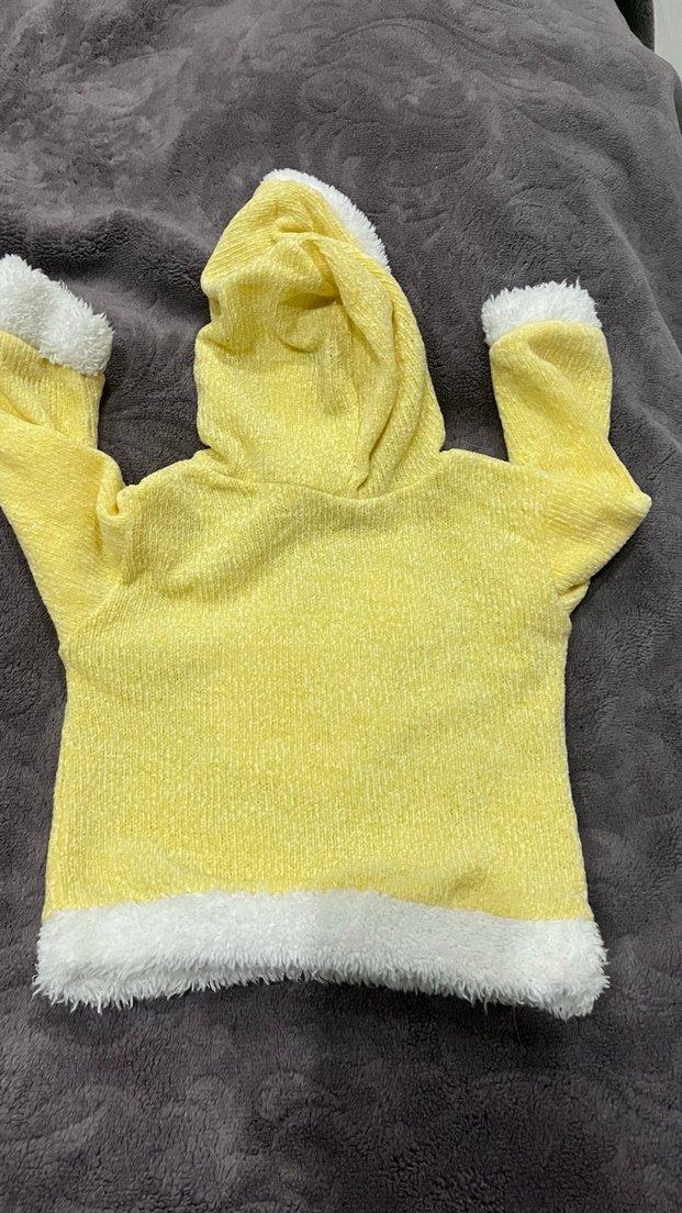 Kapüşonlu Sarı Örgü alt üst takım - Görsel 3