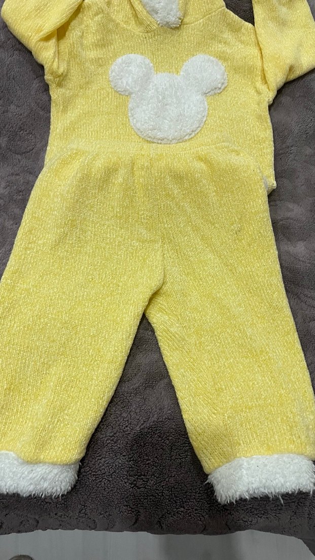 Kapüşonlu Sarı Örgü alt üst takım - Görsel 5