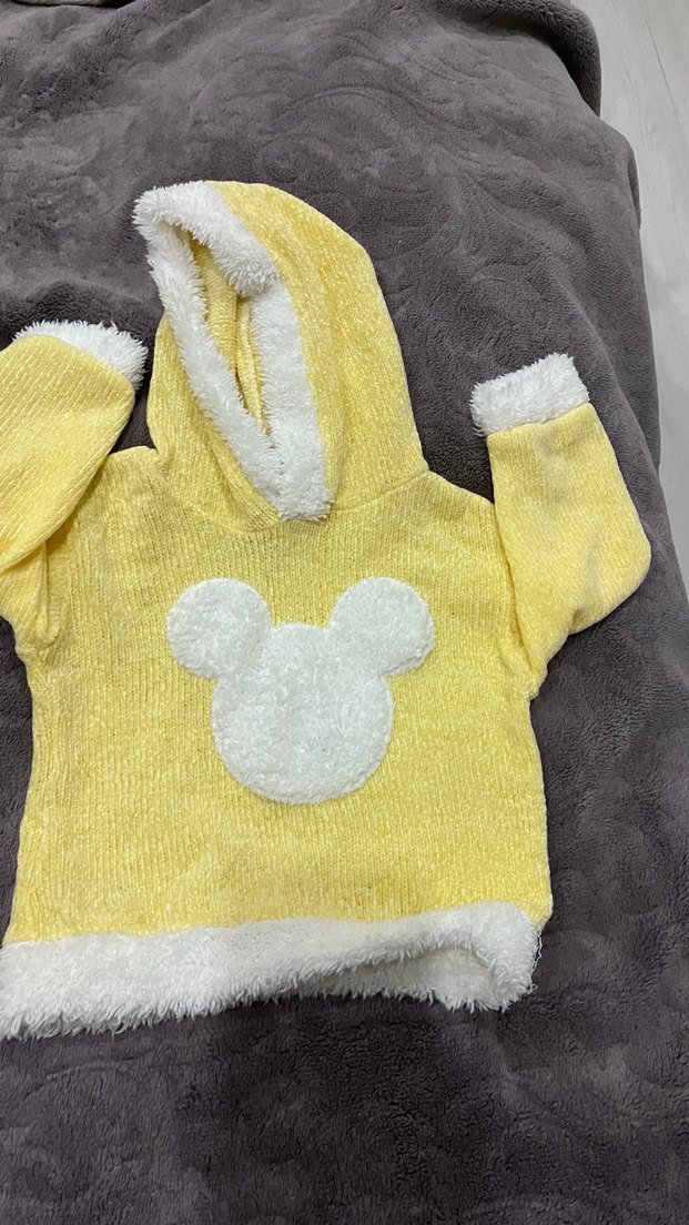 Kapüşonlu Sarı Örgü alt üst takım - Görsel 2