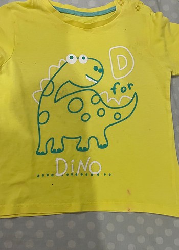4 Yaş Beden Sarı Dinozor Baskılı Erkek Çocuk Tişört