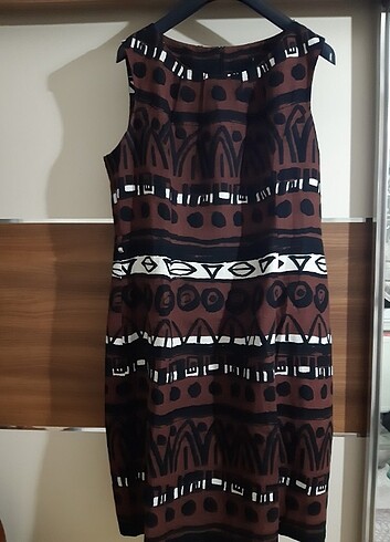 F&F kahverengi keten elbise 