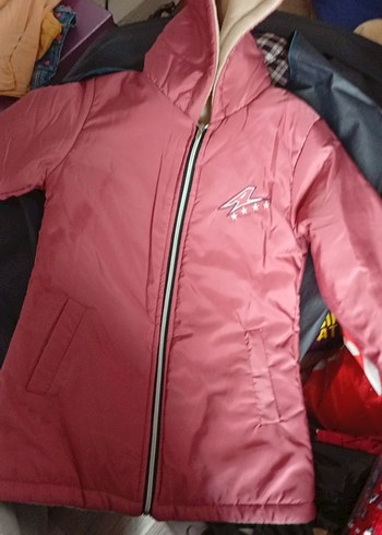 Diğer Kız Çocuk Kapüşonlu Fermuarlı Pembe Ceket