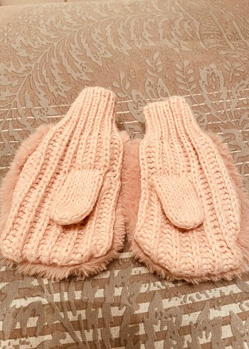 Kız Çocukları için Bej Kürk Detaylı Eldiven - Görsel 2