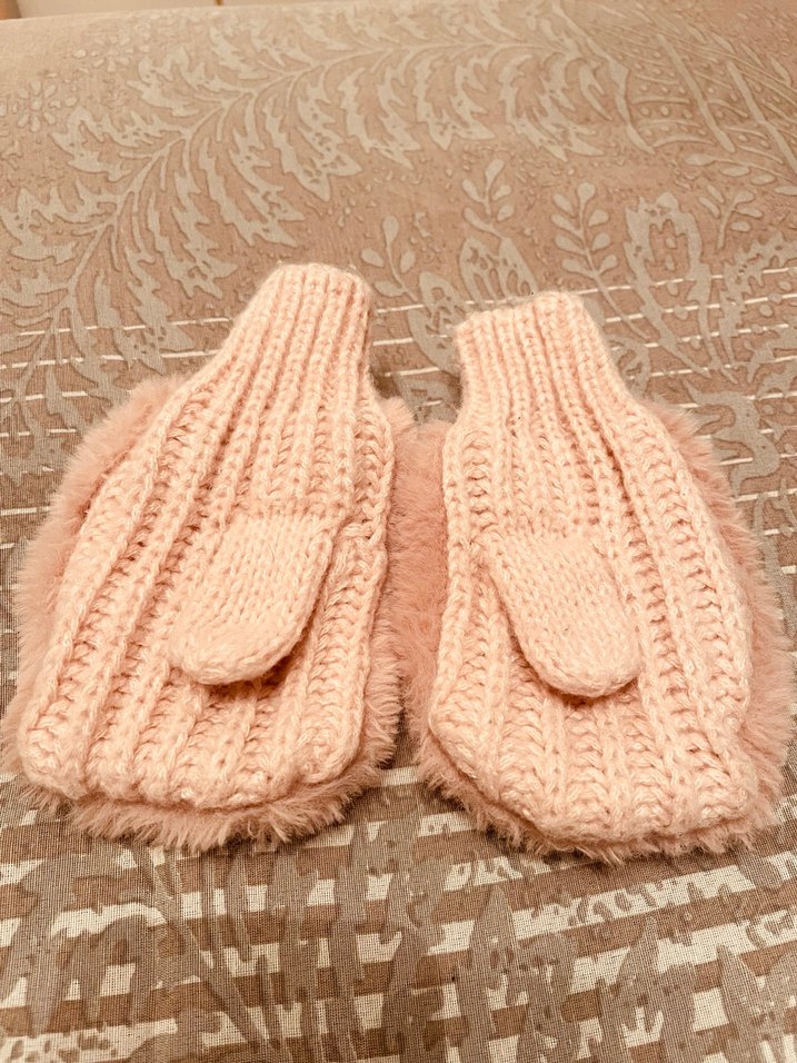 Kız Çocukları için Bej Kürk Detaylı Eldiven - Görsel 2