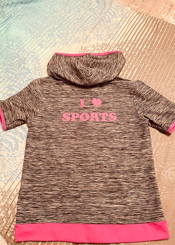 Kız Çocuk Kapüşonlu Gri-Pembe Ceket - Görsel 3