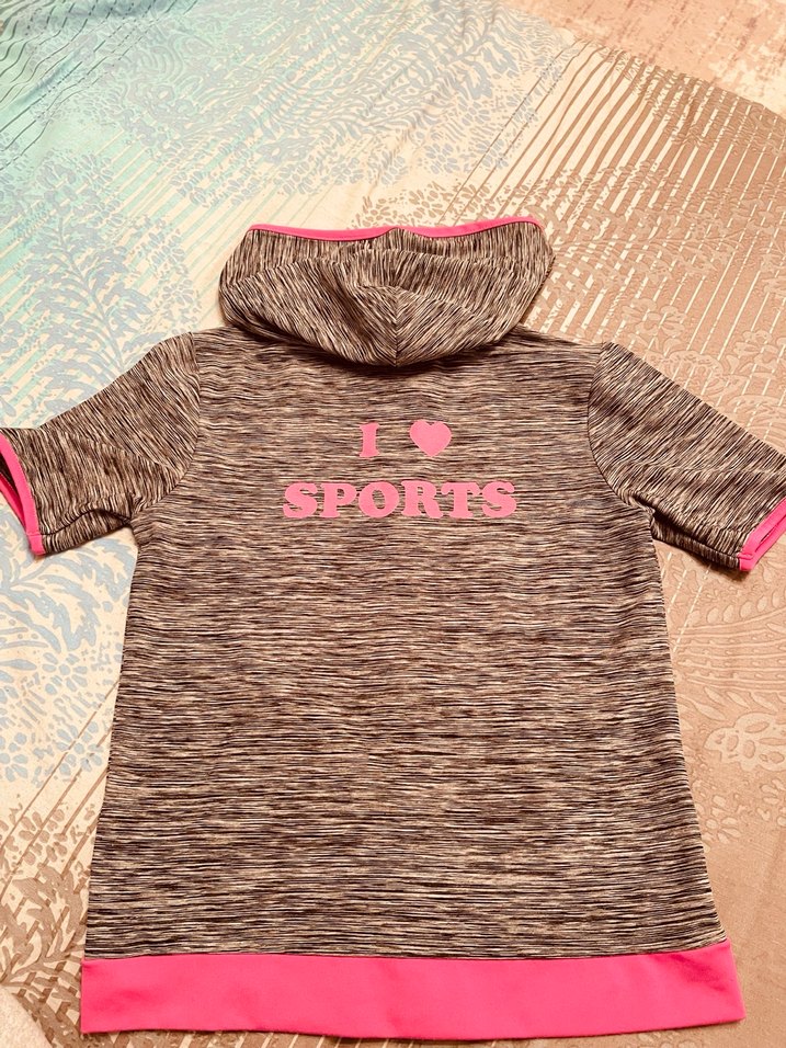 Kız Çocuk Kapüşonlu Gri-Pembe Ceket - Görsel 3