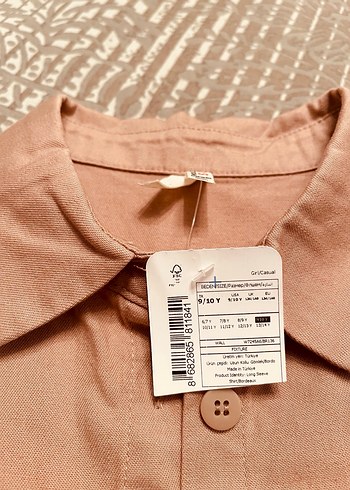 Düğmeli Keten kız çocuk Gömlek - Görsel 2