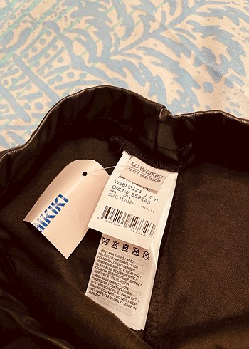 Kızlar İçin Parlak siyah Deri Pantolon - Görsel 3