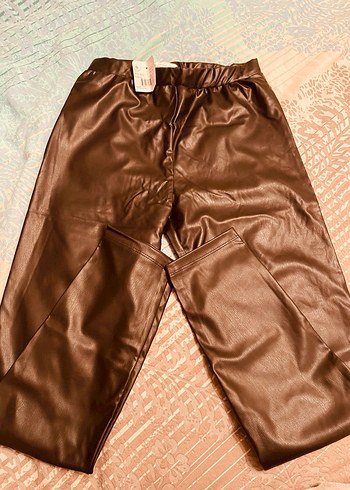 Kızlar İçin Parlak siyah Deri Pantolon - Görsel 2