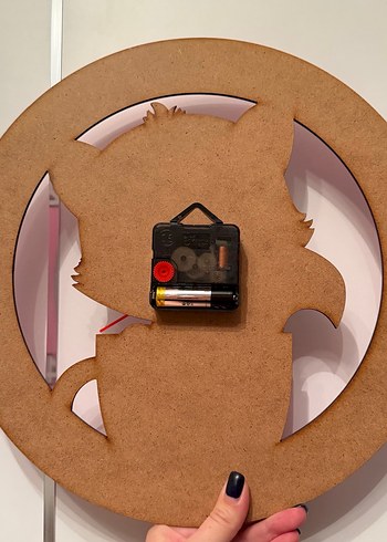 Pembe Kedi Tasarımlı Duvar Saati - Görsel 2