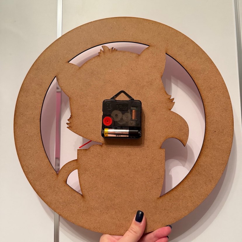 Pembe Kedi Tasarımlı Duvar Saati - Görsel 2