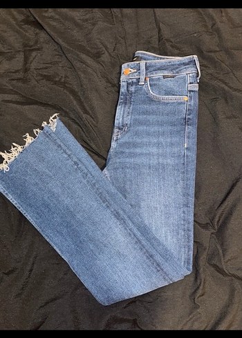 Mavi ispanyol paça Midi Boy Denim Pantolon - Görsel 2