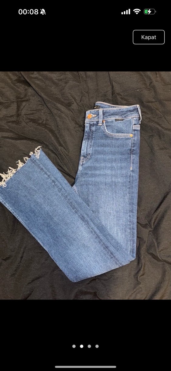 Mavi ispanyol paça Midi Boy Denim Pantolon - Görsel 2